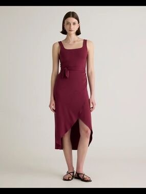 NWT Quince Side Tie Midi Dress | L | Purple | Sleeveless Draped Tencel Jersey